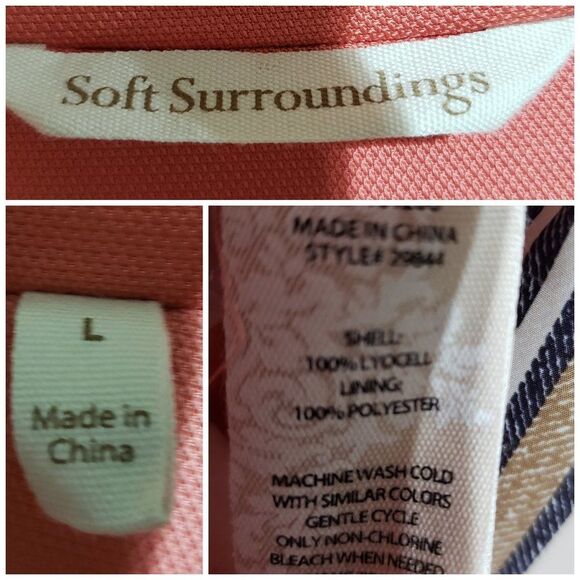 Soft Surroundings Coral Trench Coat Size Large - Picture 15 of 16